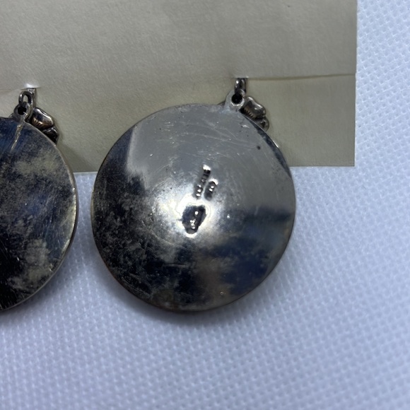 VINTAGE EARRINGS STERLING SILVER SCREW-BACK POST WESTERN BRONCO DESIGN EAR RINGS - Picture 10 of 11